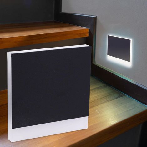 LED Treppenleuchte eckig schwarz - Lichtfarbe: Kaltweiß 1,5W - Lichtaustritt: Orbis (1/5)