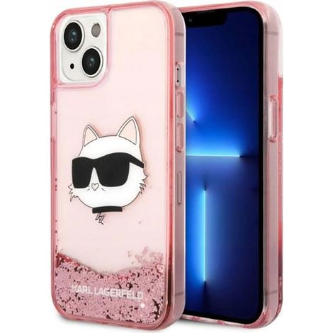 Karl Lagerfeld KLHCP14MLNCHCP iPhone 14 Plus / 15 Plus 6,7" pinke Hartschale mit Glitzer-Choupette-Kopf (1/5)