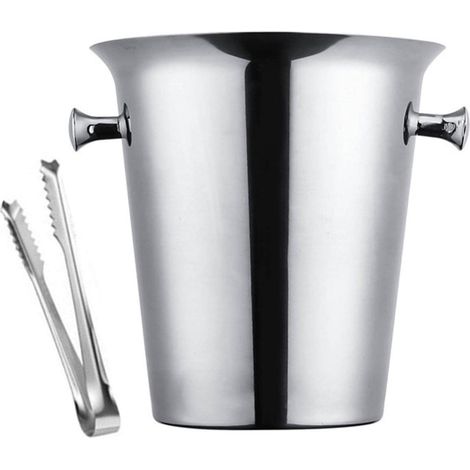 Seau à glace en acier inoxydable 5L, seau à champagne et à vin, récipient à glace pour bar d'hôtel, poignée argentée (1/5)