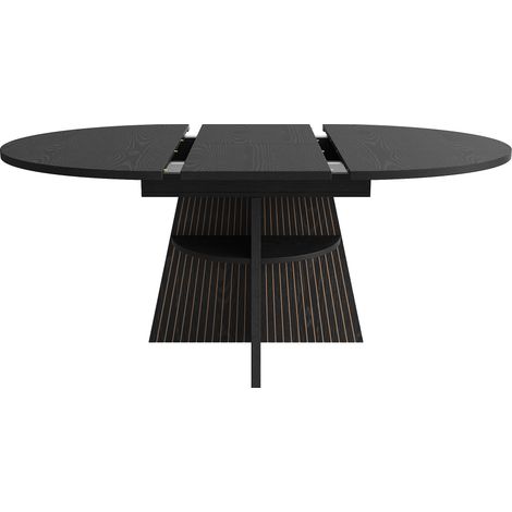 GagaTable à manger extensible noire, rangement ouvert, MDF métal (1/5)