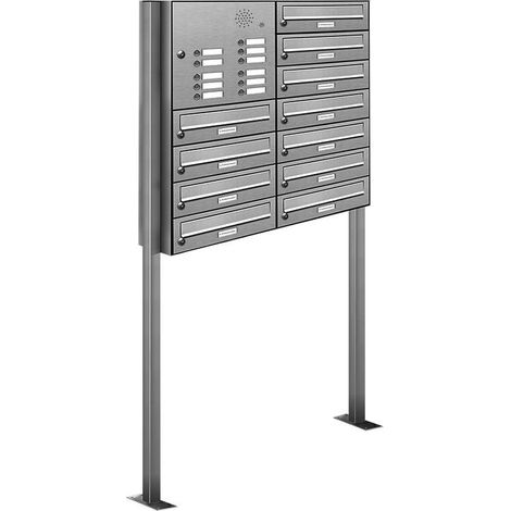 11er Edelstahl Briefkasten Standanlage Freistehend mit Klingel (1/5)
