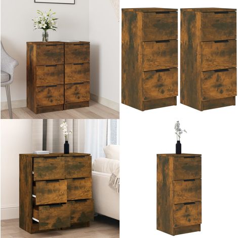 Buffets 2 pcs Chêne fumé 30x30x70 cm Bois d'ingénierie - Buffet - Meuble De Rangement - Commode - Mobilier Intérieur - Meuble De Salon - Home & Living (1/5)