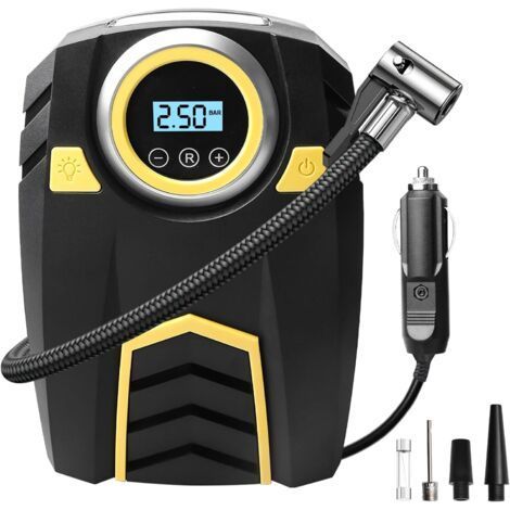 Compresseur de voiture 12V. compresseur d'air pour pneus de voiture. pompe à air portable avec éclairage et écran LCD. pompe à air électrique pour moto. ballons. accessoires pour camping et produits (1/5)