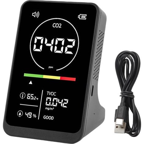 Eosnow Détecteur de qualité de l'air 4 en 1, testeur de température et d'humidité CO2 TVOC avec rappel sonore pour maison, serre et voiture (1/5)