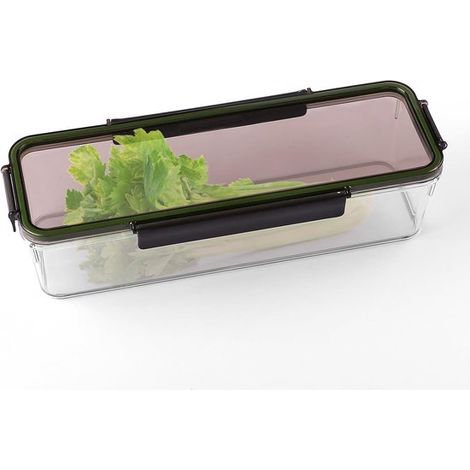 Recipiente para guardar apio refrigerador, contenedor almacenamiento plástico largo sin BPA refrigerador apio fresco, fácil limpiar prueba fugas (1/5)