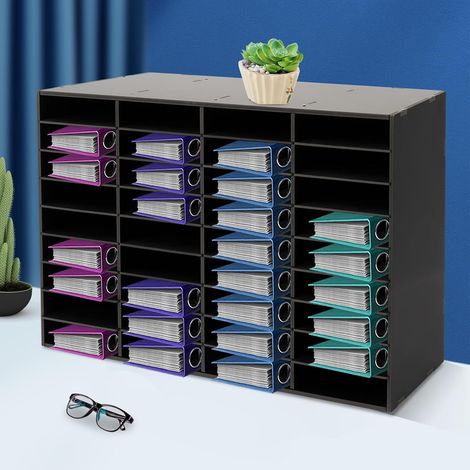 36 Compartments Desk Tidy Organiser A4 Paper Storage Filing Tray Rectangular Office Storage Ideal for Organising Books Magazines Documents Brochures Forms etc (Black) (1/5)