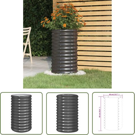 The Living Store Jardinière Acier enduit de poudre 40x40x68 cm Anthracite - Jardin - Pots De Fleurs - Jardinière Extérieure - Décoration Extérieur - Balcon (1/4)
