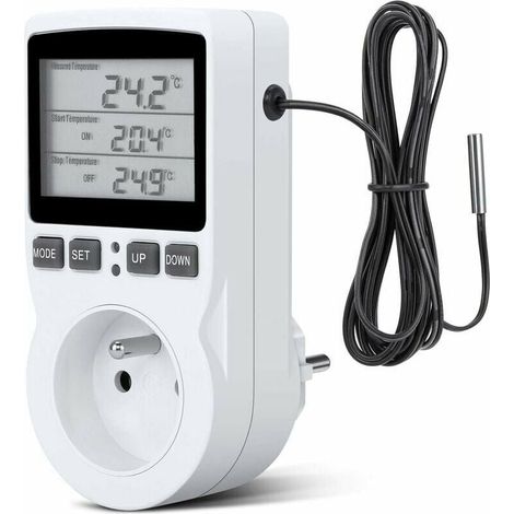 Prise Thermostat, Prise Minuteur Digital, Prise Programmable Digitale avec Sonde, Minuterie Numérique Programmable, Prise Thermostat chauffage pour Serre, Aquarium, (1/5)