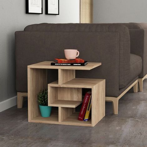 Tavolino da salotto in legno con ripiani 54x40 cm colore rovere - Labirent (1/3)