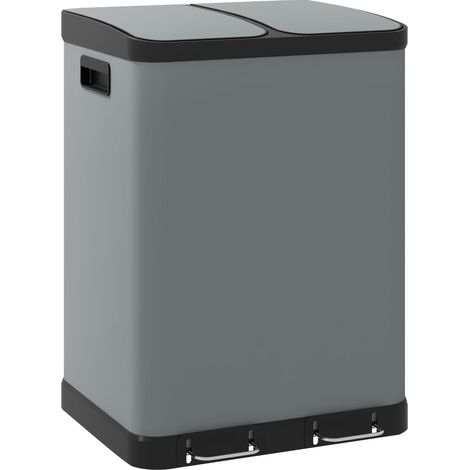 poubelles à pédale de 30 L, poubelles cosmétiques avec couvercle et pédale, conteneur à déchets en métal avec seau intérieur pour salon et bureau, 48,8 x 39,5 x 67 cm (1/5)