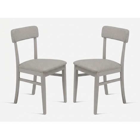 Set 2 sedie imbottite in legno ed ecopelle Lipsia - Bianco