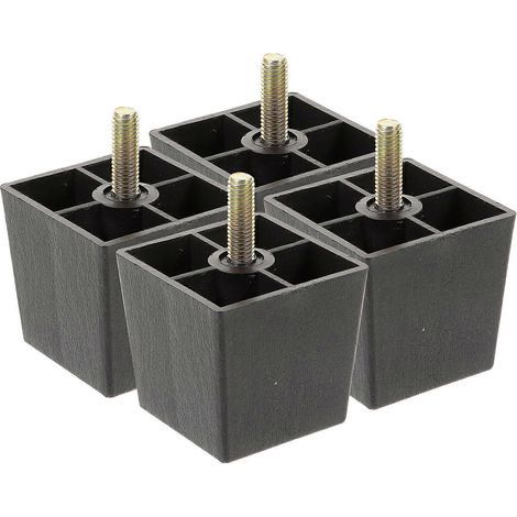 Lot de 4 pieds de rechange carrés pour meubles, pieds surélevés pour armoires, canapés et fauteuils.-8.00X5.20X5.20CM-Black (1/4)