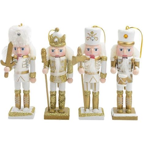 Lot de 4 casse-noisettes de Noël en bois, figurines de soldats (1/4)
