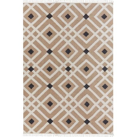 Tapis Beige en Jute 160 x 230 cm Fait Main Convient au Chauffage par Sol Esencik