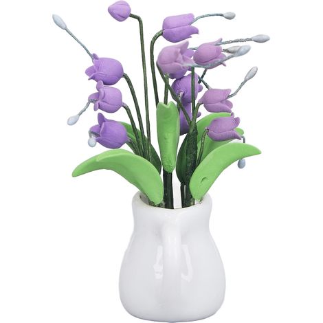 Pots de fleurs miniatures à l'échelle 1:12, muguet, vase blanc, modèle de plante miniature pour maison de poupée. (1/5)