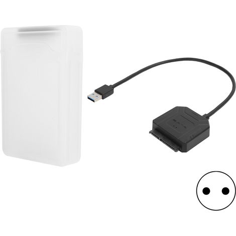 Câble adaptateur disque dur HDD/SSD avec alimentation, boîtier, prise EU 100-240V blanc (1/5)