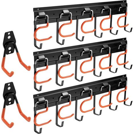 3er-Set Wandorganizer – Garagenzubehör – Aufbewahrungssystem mit Haken – Für Werkzeug, Fahrräder und Gartengeräte – Schwarz – 51 x 43 cm (1/5)