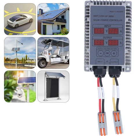 Controlador de carga solar MPPT ajustable de 24–85 V, grado de protección IP66, con pantalla para baterías de litio y plomo-ácido, 120 x 80 x 40 mm, 300 W (1/5)
