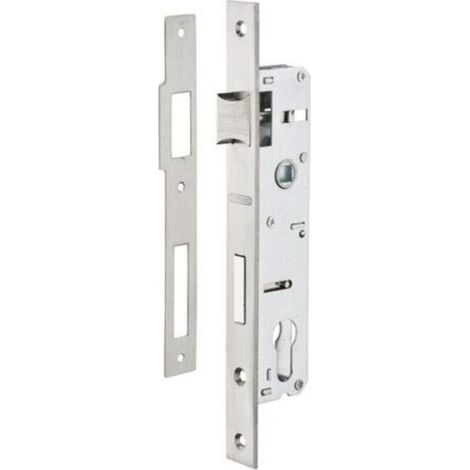 INHHUB Boitier de serrure encastrable à cylindre pour menuiserie métallique, axe 25mm, bouts carrés, zingué-INHHUB (1/2)
