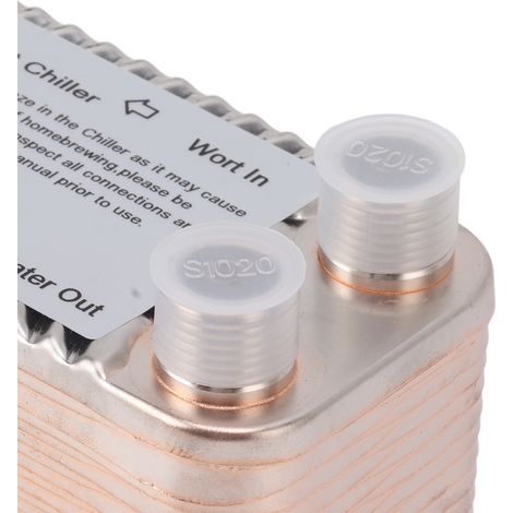 Échangeur de chaleur en acier inoxydable à 30 plaques pour refroidisseur de moût, système de refroidissement à contre-courant pour le brassage amateur, filetage NPT 1/2 pouce (1/5)