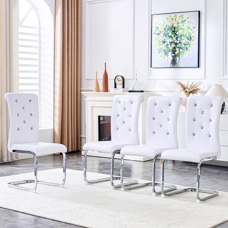 AMXCNOY Lot de 4, chaises de salle à manger capitonnées rétro imitation croco, avec design à boucle cristal et imitation cuir, une touche d'élégance et de mystère pour l'espace repas, pieds en métal g (1/5)