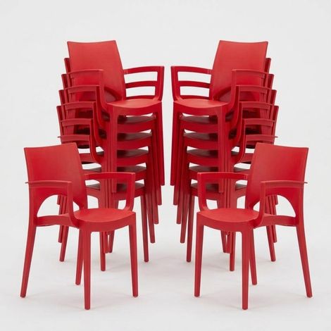 24 Sillas Grand Soleil con Reposabrazos para Restaurante y Bar Paris Arm Stock - Rojo (1/5)