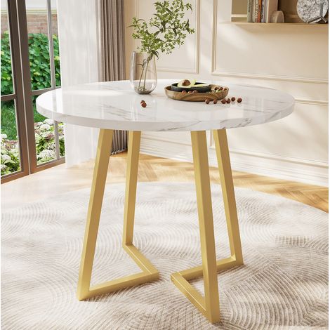 Mesa comedor redonda mármol blanco estable OKMYHOME (1/5)
