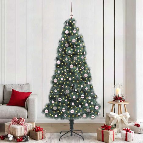 Künstlicher vorbeleuchteter Weihnachtsbaum mit Kugelset 240 cm