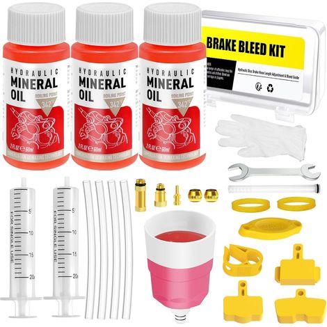Kit Purge Frein, Kit de Purge Frein à Disque Hydrauliques pour Vélos, Kit Purge Frein VTT, pour etc., Compris 180ml Liquide de Frein Minéral (1/5)