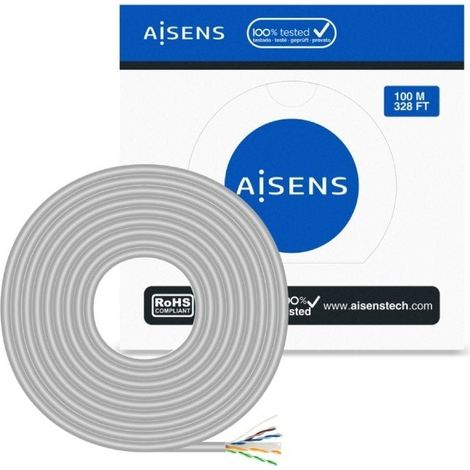 Kabeltrommel rj45 utp awg23 cca (Legierung) aisens a135-0660 cat.6/ 100m/ grau