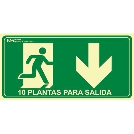 Señal planta para salida personalizable 160 x 320 mm PVC 1 mm clase A SEKURECO (1/2)