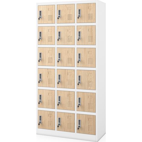 Schließfachschrank KAROL, 900 x 1850 x 400 mm, Eco Design: Weiß/Sonoma-Eiche