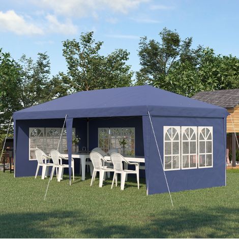 gazebo pieghevole 295x585 per feste con pareti blu HAVRYA (1/4)