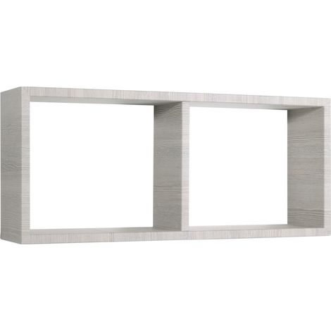 Lot de deux étagères murales rectangulaire moderne cube Morgane - Gris (1/5)