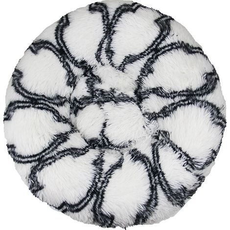 Lit pour chat, coussin moelleux, doux lavable pour chiens chats blanc noir, 50 cm (1/4)
