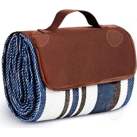 Picnic Blanket 150 x 200 cm Waterproof Picnic Blanket with Blue and White Stripes (1/4)