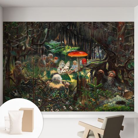 Papier peint intissé mural avec imprimé motifs uniques apparence moderne - Colle incluse gratuite Forêt féérique 152x104 cm (1/5)