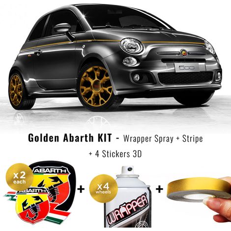 Kit Adesivo Replica Abarth per Fiat 500, Oro