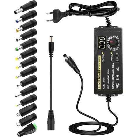 3A 72 W Adaptateur Secteur Universel,3V24V avec Affichage LED Tension et 14 Embouts,pour Les Appareils Electroniques Domestiques (1/5)