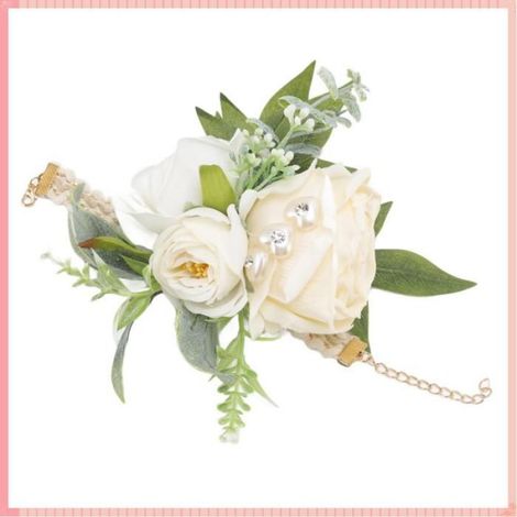 Bracelet de mariée fleur de poignet en matériau ABS, dimensions 18x10 cm, idéal pour célébrations et séances photo de mariage (1/4)