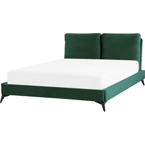 Letto imbottito moderno in velluto verde 140 x 200 cm Melle