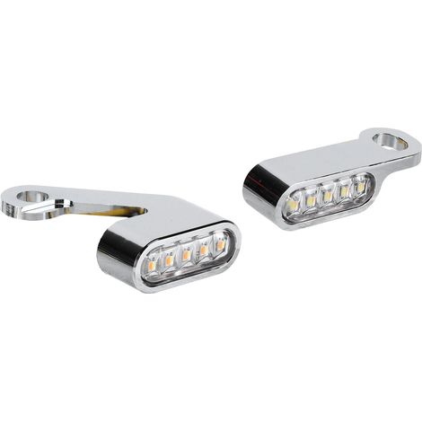 2x Feux de Virage LED Mini Clignotants Motard, Alliage Aluminium Antirouille Argent, Coque Blanche Rétroviseur, Accessoire Moto (1/5)