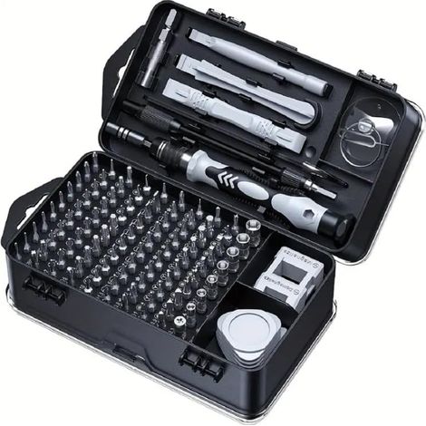 115-in-1 Precision Screwdriver Sets, Professional Repair Tool Kit with Flat Head & Multiple Bits for Electronics, Phone, Watch, Automotive Maintenance - Magnetic, Non-Slip Handle & Tweezers(Grey) (1/5)