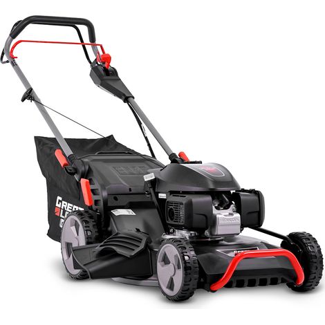 Tondeuse thermique tractée 202CC avec moteur Honda, mulching, éjection latérale et vitesse variable.