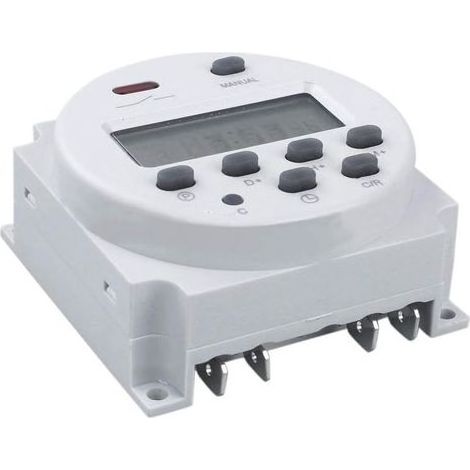 CN101 Minuterie numérique 12 V DC/AC, interrupteur de relais de temps programmable LCD pour prises électriques Blanc (1/3)