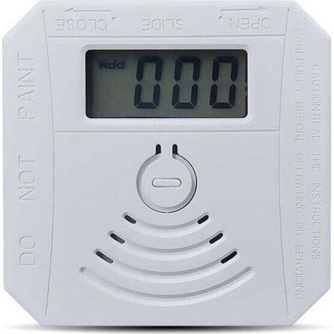 Détecteur de fumée et de monoxyde de carbone avec écran LED, alarme sonore flash et avertissement vocal – blanc (1/5)