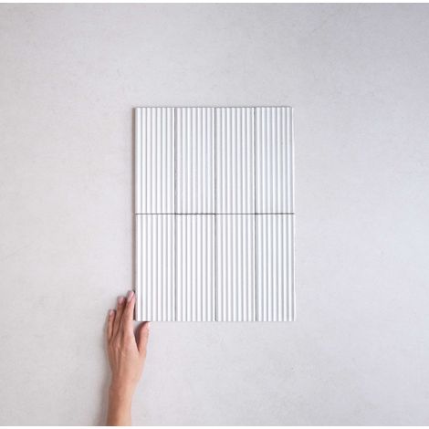 Carrelage Effet Zellige Blanc RICE Bianco 7,5x20cm Pleat (1/3)