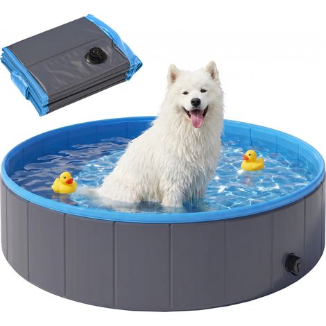 PawHut Dog Pool Dog Bath Tub Dog Paddling Pool, Dark Grey, 120 x 30cm