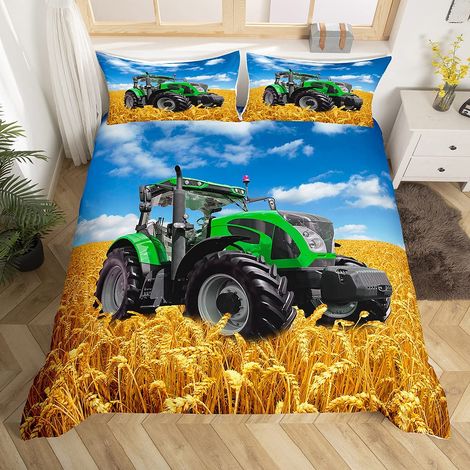 Housse de Couette Ultra Douce pour Enfants et Adultes - Motif Tracteur et Machines Spécialisées - Double (1/5)