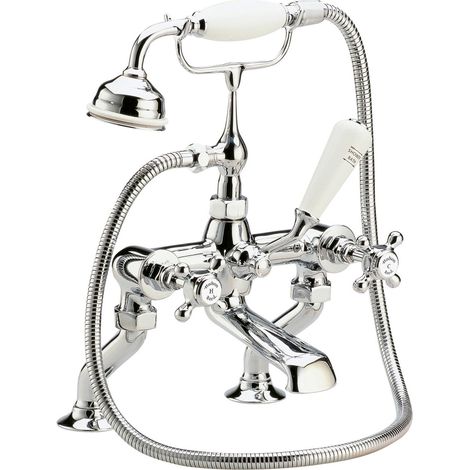 Hudson Reed Topaz Hexagonal Crosshead Bath Shower Mixer Tap Pillar Mounted - Chrome (1/3)
